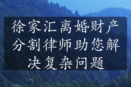 徐家汇离婚财产分割律师助您解决复杂问题