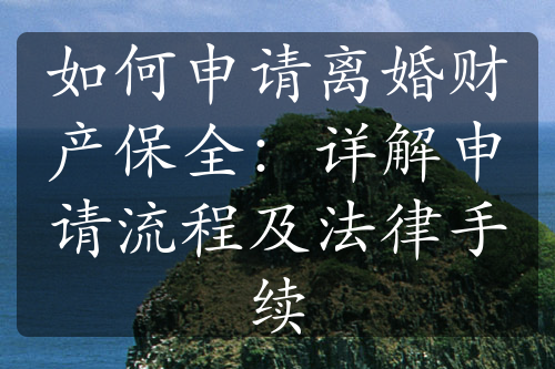 如何申请离婚财产保全：详解申请流程及法律手续