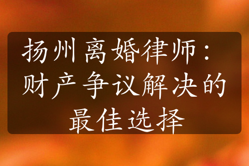 扬州离婚律师：财产争议解决的最佳选择