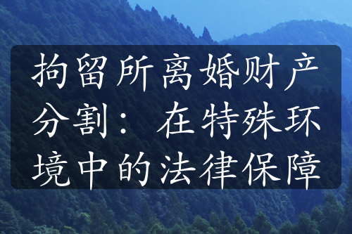 拘留所离婚财产分割：在特殊环境中的法律保障