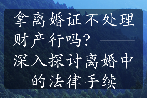 拿离婚证不处理财产行吗？——深入探讨离婚中的法律手续