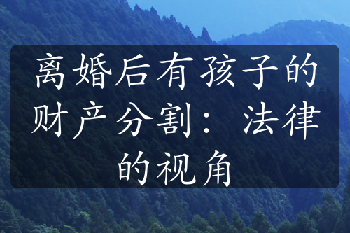 离婚后有孩子的财产分割：法律的视角