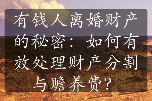 有钱人离婚财产的秘密：如何有效处理财产分割与赡养费？