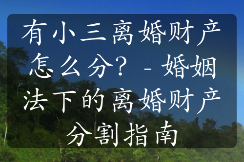 有小三离婚财产怎么分？- 婚姻法下的离婚财产分割指南