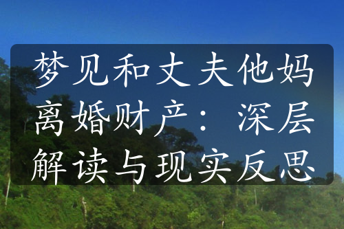 梦见和丈夫他妈离婚财产：深层解读与现实反思