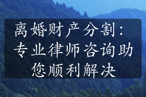 离婚财产分割：专业律师咨询助您顺利解决