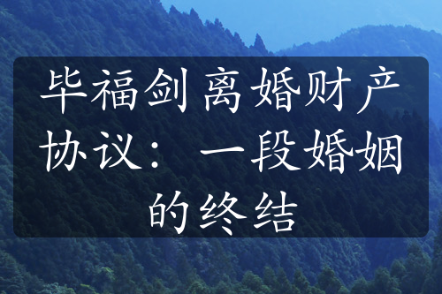 毕福剑离婚财产协议：一段婚姻的终结