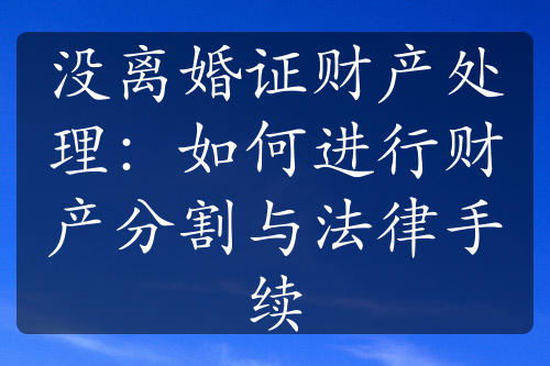 没离婚证财产处理：如何进行财产分割与法律手续