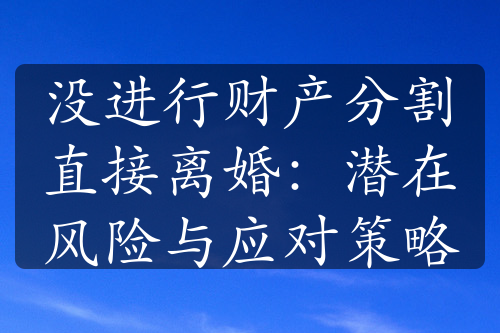 没进行财产分割直接离婚：潜在风险与应对策略