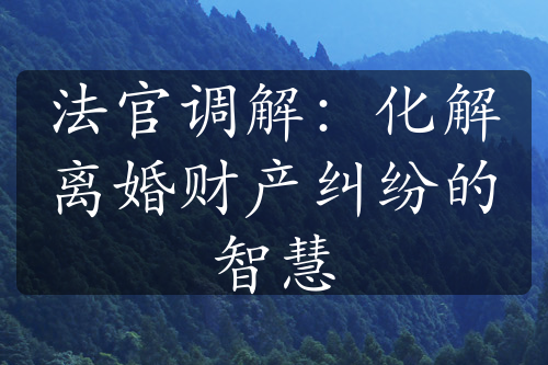 法官调解：化解离婚财产纠纷的智慧