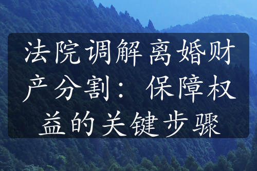 法院调解离婚财产分割：保障权益的关键步骤