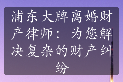 浦东大牌离婚财产律师：为您解决复杂的财产纠纷