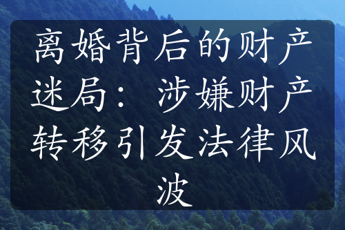 离婚背后的财产迷局：涉嫌财产转移引发法律风波