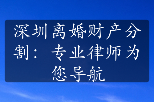 深圳离婚财产分割：专业律师为您导航