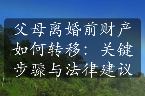 父母离婚前财产如何转移：关键步骤与法律建议