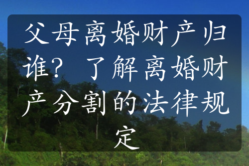 父母离婚财产归谁？了解离婚财产分割的法律规定