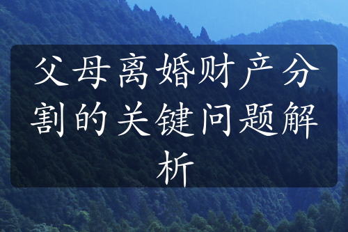 父母离婚财产分割的关键问题解析