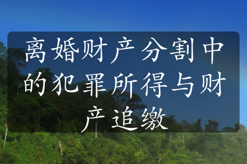 离婚财产分割中的犯罪所得与财产追缴