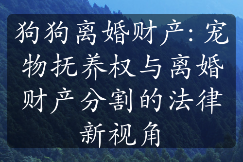 狗狗离婚财产: 宠物抚养权与离婚财产分割的法律新视角