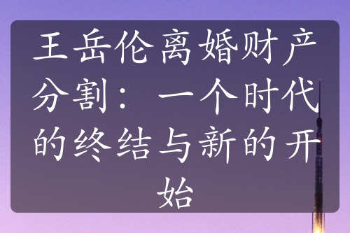 王岳伦离婚财产分割：一个时代的终结与新的开始