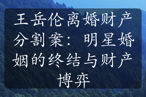 王岳伦离婚财产分割案：明星婚姻的终结与财产博弈